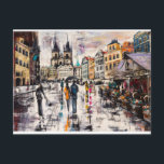 Prag, Staromestska Postkarte<br><div class="desc">Mitte der alten Stadt in Prag,  Staromestska Quadrat im Regen. Wiedergabe gemacht von der Originalvorlage.</div>