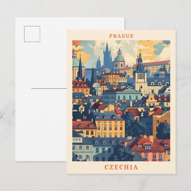 Prag Tschechien Elegante Kunst, Dichtung und Musik Postkarte (Vorne/Hinten)