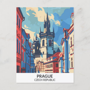 Prag Tschechien Retro-Kunst Reise  Postkarte