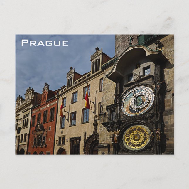 Prag Tschechien Uhr Foto Postkarte (Vorderseite)