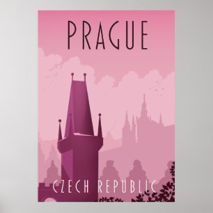 Prag Tschechien Vintages Reiseplakat Poster