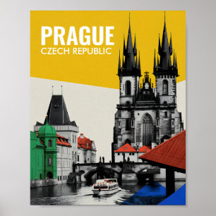 Prag Tschechische Republik Altstadt Skyline Collag Poster