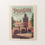 Prag Tschechische Republik Reisen Kunst Vintag<br><div class="desc">Prager Retrovektor-Reisedesign. Prag,  die Stadt der Hauptstadt der Tschechischen Republik,  wird von der Moldau geteilt. Es heißt "die Stadt der hundert Brüder",  es ist bekannt für seinen Altstädter Ring.</div>