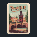 Prag Tschechische Republik Reisen Kunst Vintag Magnet<br><div class="desc">Prager Retrovektor-Reisedesign. Prag, die Stadt der Hauptstadt der Tschechischen Republik, wird von der Moldau geteilt. Es heißt "die Stadt der hundert Brüder", es ist bekannt für seinen Altstädter Ring.</div>