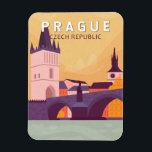 Prag Tschechische Republik Reisen Kunst Vintag Magnet<br><div class="desc">Prag retro Vektorgrafik Design. Es heißt "die Stadt der hundert Brüder" und ist bekannt für seinen Altstädter Ring,  das Herz seines historischen Herzens,  mit bunten barocken Gebäude.</div>