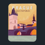Prag Tschechische Republik Reisen Kunst Vintag Magnet<br><div class="desc">Prag retro Vektorgrafik Design. Es heißt "die Stadt der hundert Brüder" und ist bekannt für seinen Altstädter Ring,  das Herz seines historischen Herzens,  mit bunten barocken Gebäude.</div>