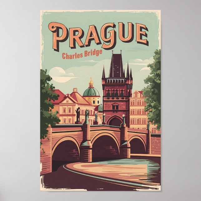 Prag Tschechische Republik Reisen Kunst Vintag Poster (Vorne)