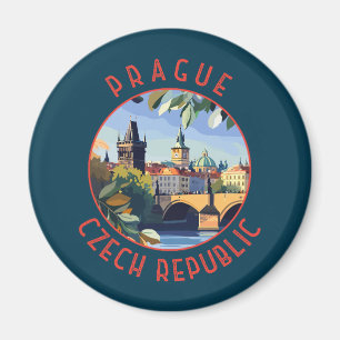 Prag Tschechische Republik Retro Distressed Circle Magnet