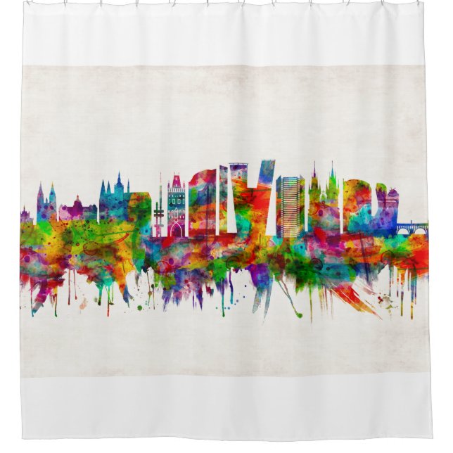 Prag Tschechische Republik Skyline Duschvorhang (Vorderseite)