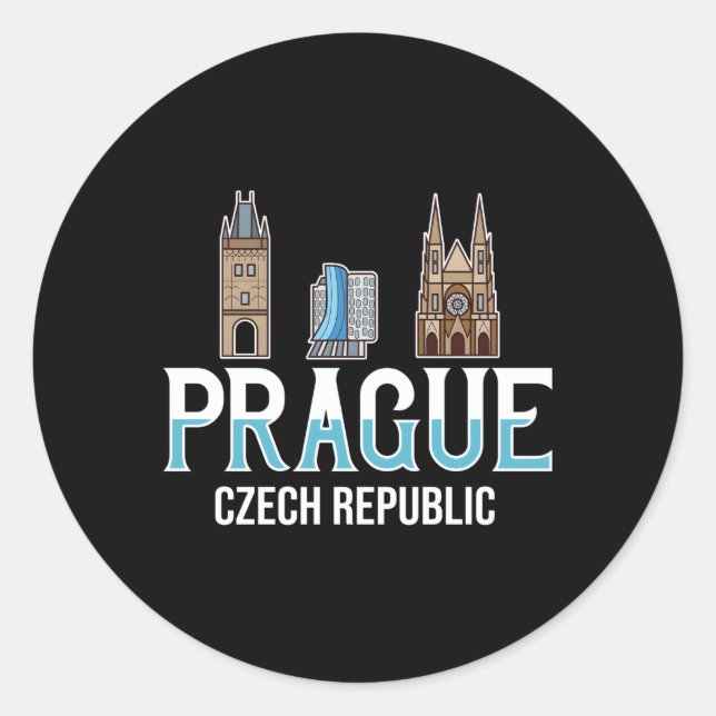 Prag Tschechische Republik Skyline Karte Runder Aufkleber (Vorderseite)