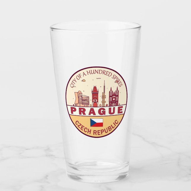 Prag Tschechische Stadt Skyline Emblem Glas (Vorderseite)