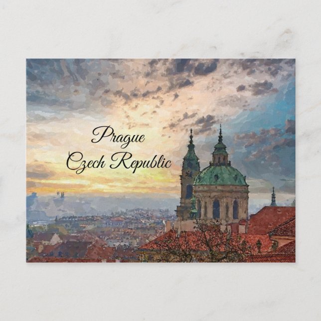 Prag Tschechische Wasserfarbpostkarte Postkarte (Vorderseite)