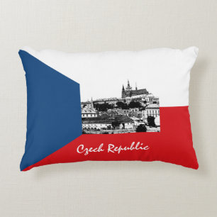 Prag und tschechische Flagge - historisches Tschec Dekokissen