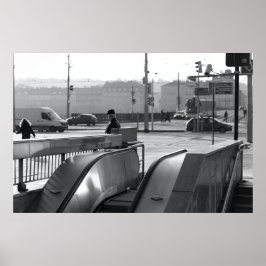 Prag Urban Noir: Escalator Light Poster