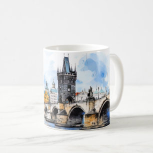 Prag: Wasserfarbenes Bild der Karlsbrücke Kaffeetasse