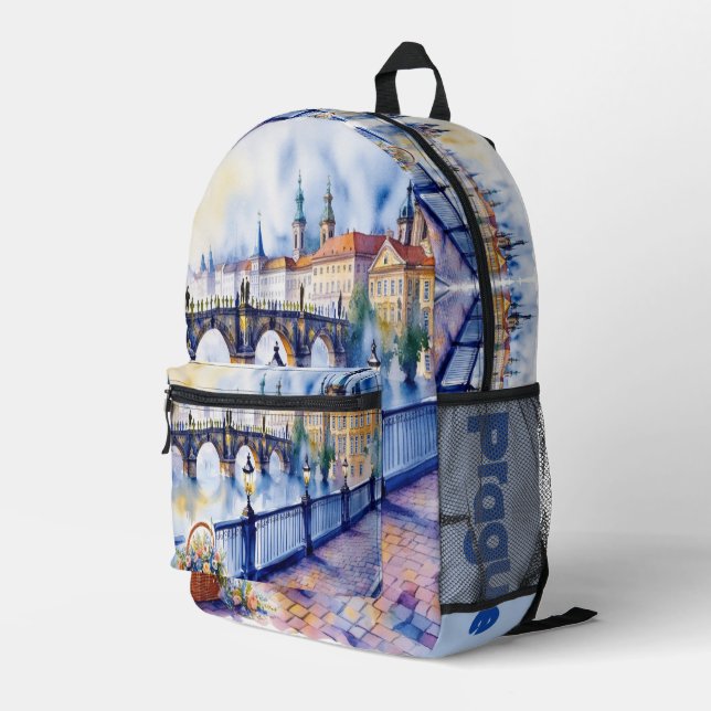 Prag - Wasserfarbskizze der Tschechischen Republik Bedruckter Rucksack (Rückseitige Ecke Rechts)