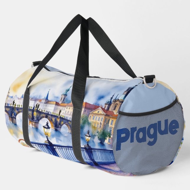 Prag - Wasserfarbskizze der Tschechischen Republik Duffle Bag (Rechte Ecke)