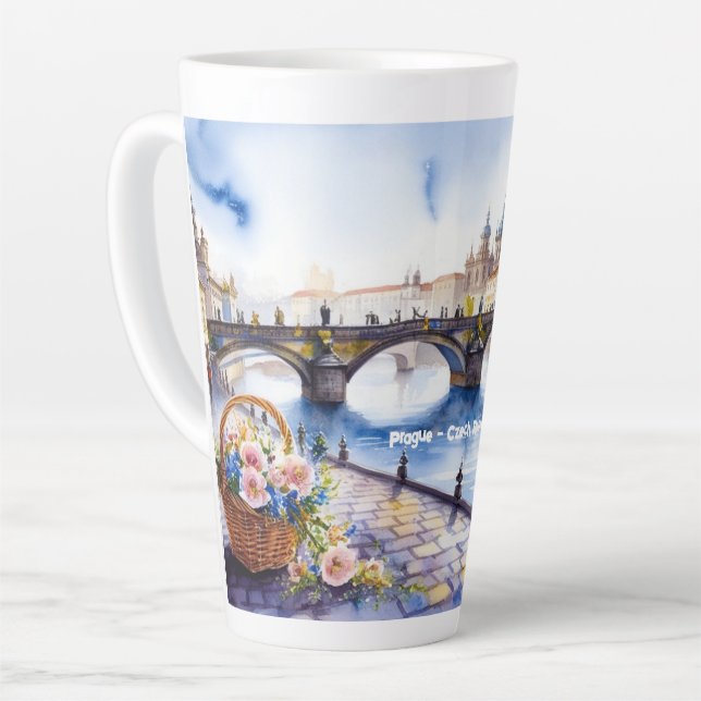 Prag - Wasserfarbskizze der Tschechischen Republik Milchtasse (Linke Ecke)