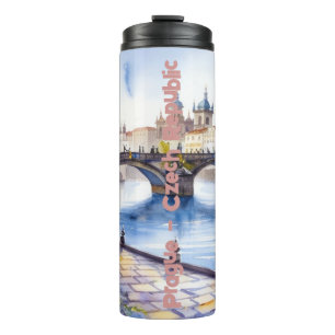 Prag - Wasserfarbskizze der Tschechischen Republik Thermosbecher