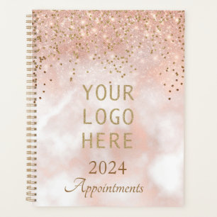 Prägantes Rose Gold Business Logo Terminierungsbuc Planer