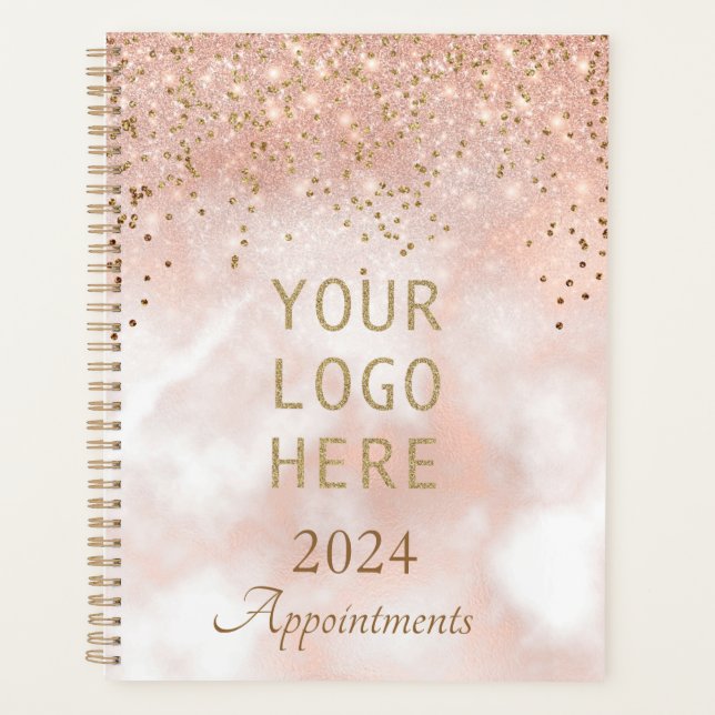 Prägantes Rose Gold Business Logo Terminierungsbuc Planer (Vorderseite)