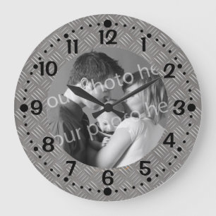 Prägeartige Metallblick-kundenspezifische Foto-Uhr Große Wanduhr