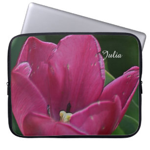 Prägeartige rosa Tulpe-personalisierte Laptopschutzhülle