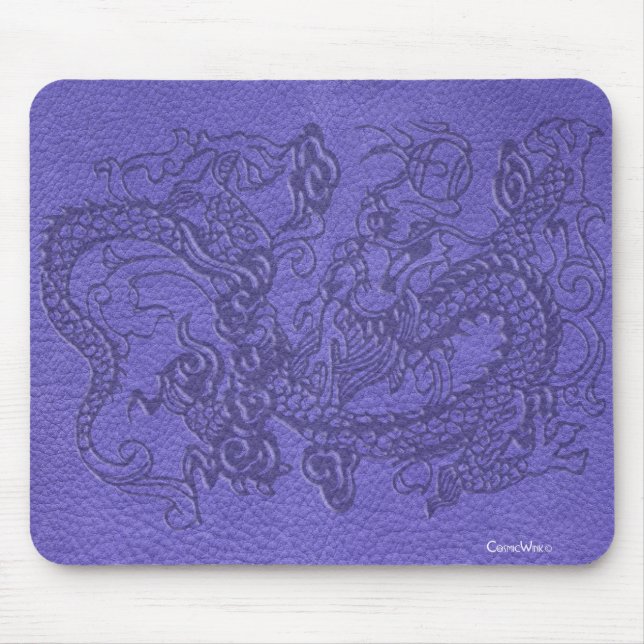 Prägeartiger Drache auf blauer lederner Mousepad (Vorne)