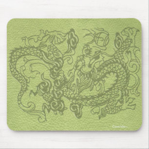 Prägeartiger Drache auf Limoner grüner lederner Mousepad