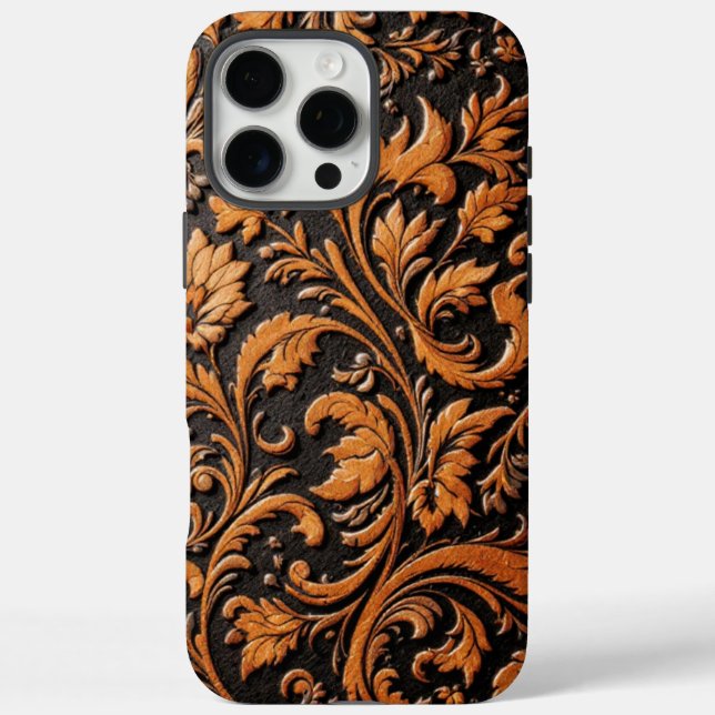 Prägeprägtes Lederdesign iPhone 16 Pro Max Hülle (Rückseite)