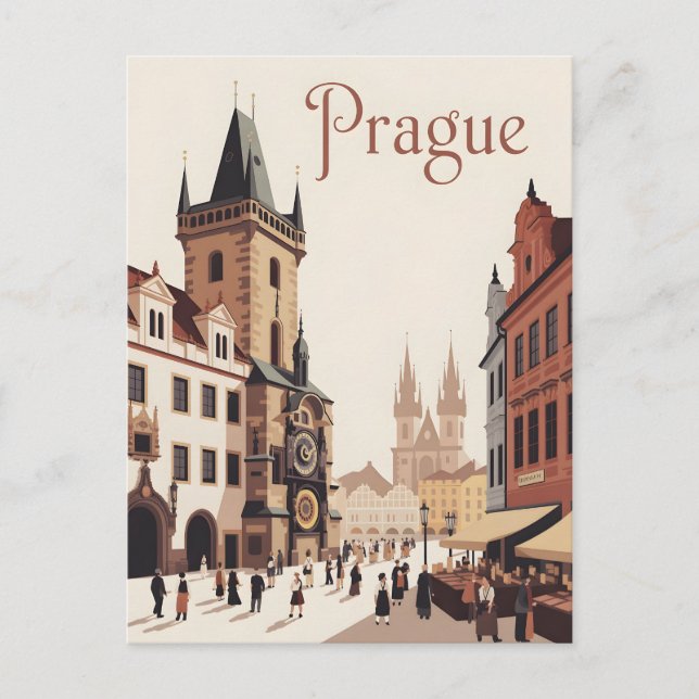 Prager Astronautenuhr Vintag Postkarte (Vorderseite)