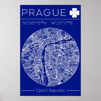 Prager Blueprint Stadtplan Poster Minimale Wandkun