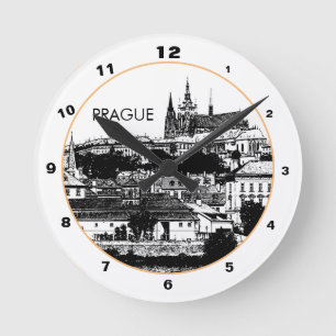 Prager Burg & Kathedrale, historische Stadt Art Runde Wanduhr