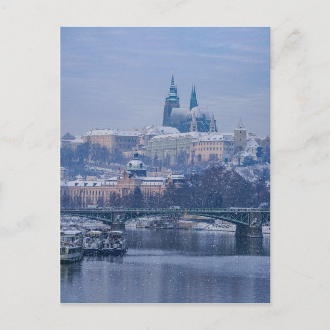 Prager Burg Winter Wonderland Postkarte (Vorderseite)