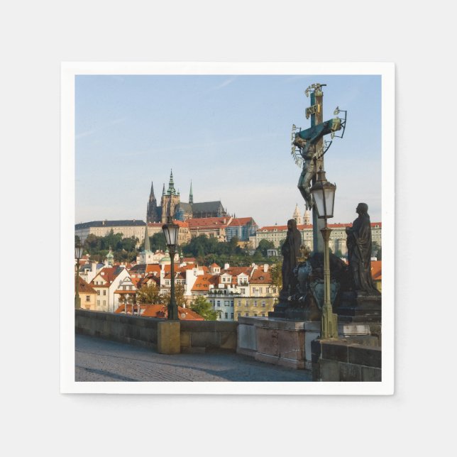 Prager Burgblick von der Karlsbrücke, Tschechien R Serviette (Vorderseite)