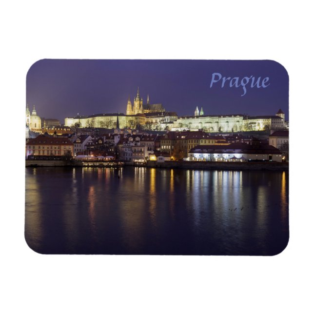 Prager Fluss und Burg Blick Souvenirs Foto Magnet (Horizontal)