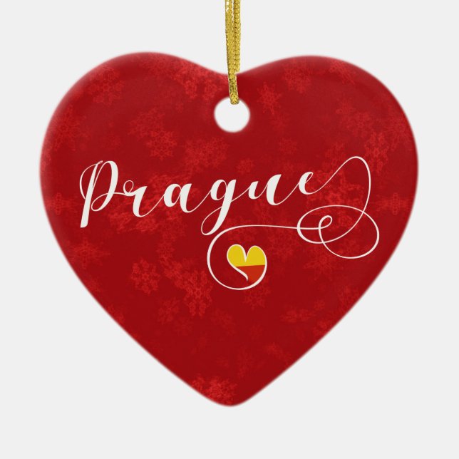 Prager Herz, Weihnachtsbaumschmuck, tschechisch Keramikornament (Vorne)