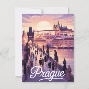 Prager Sonnenuntergang mit Karlsbrücke und Schloss Postkarte