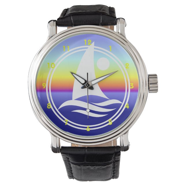 Prägnante Segelbootdesign-Uhren Armbanduhr (Vorderseite)