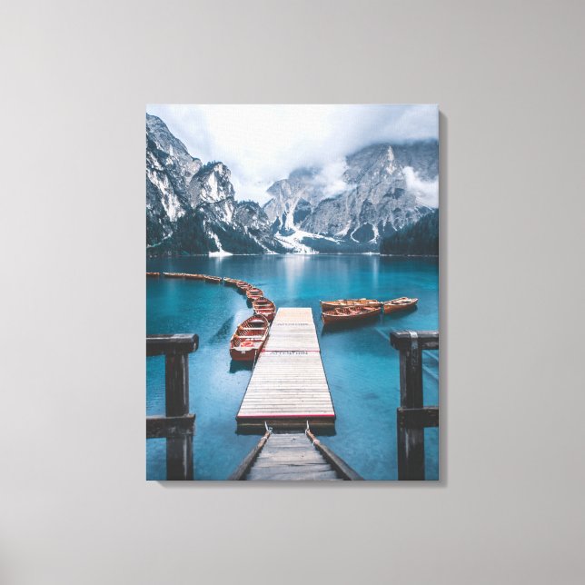PRAGSER WILDSEE (SEE PRAGS), SÜDTIROL, ITALIEN LEINWANDDRUCK (Vorderseite)