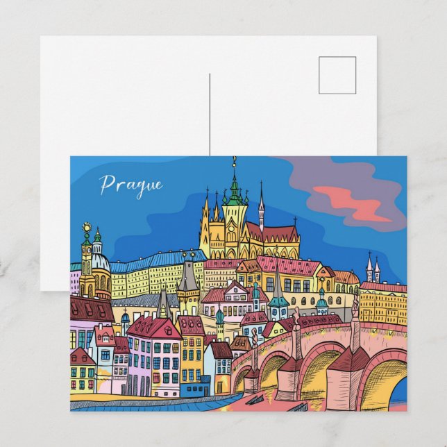 Prague Castle Charles Bridge Postkarte (Vorne/Hinten)