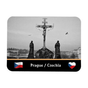 Prague & Charles Bridge Statuen - Christus / Tsche Magnet