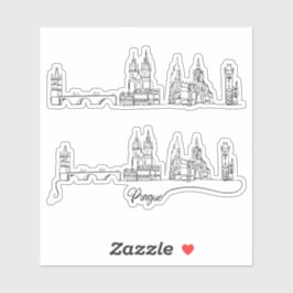 Prague City Skyline Aufkleber