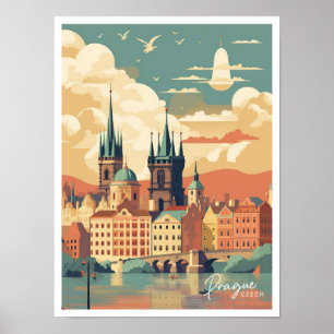 Prague Czech Art Vintage Reisevorführung Poster