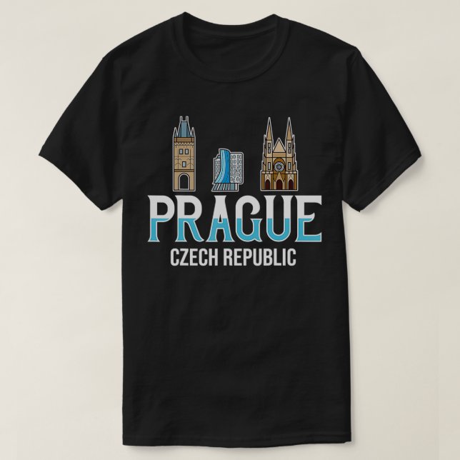 Prague Czech Republic City Skyline Map Travel  T-Shirt (Design vorne)