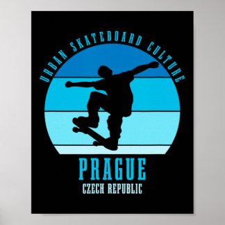 Prague Czech Republic Skateboarder Urn Skateboardi Poster