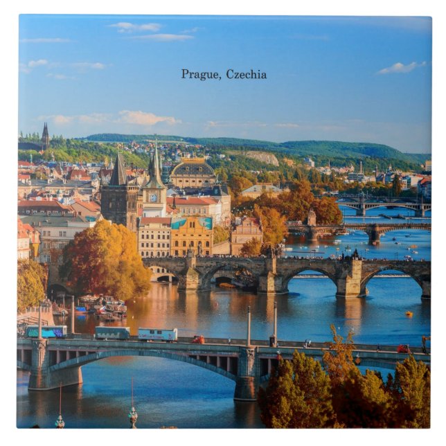 Prague Czechia Bridges Fliese (Vorderseite)