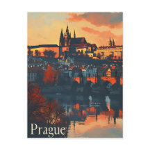 Prague d'antan : Carte postale du pont Charles