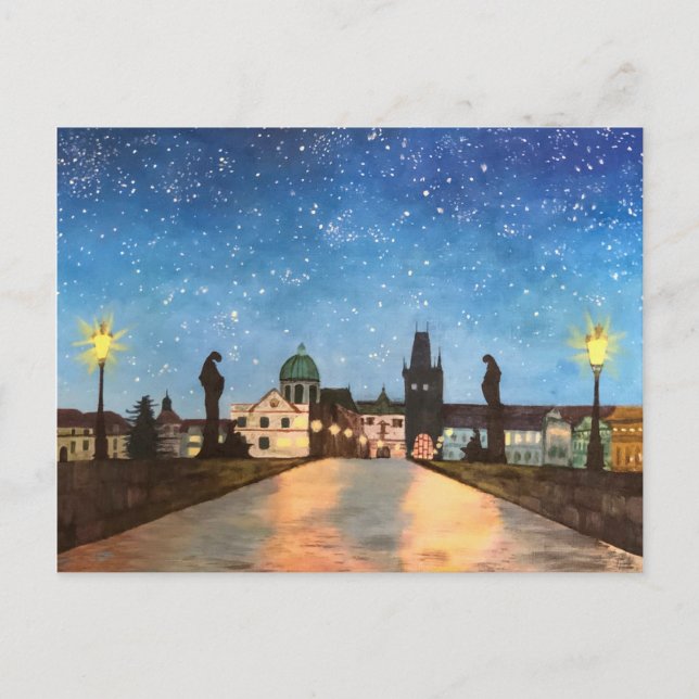 Prague in snow feiertagspostkarte (Vorderseite)