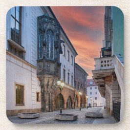 Prague Old Town Street Hard Plastic Coaster Getränkeuntersetzer
